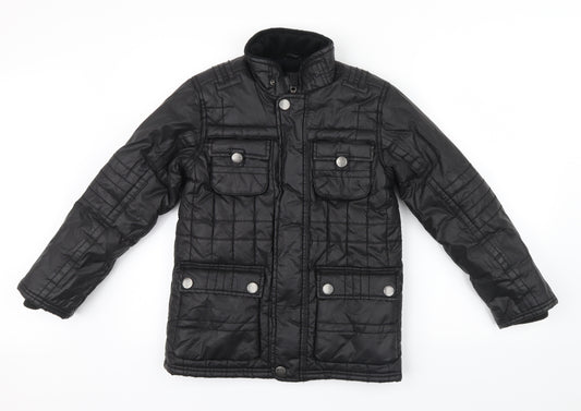 Front view of Rocha John Rocha boys’ black colourblock basic coat coat