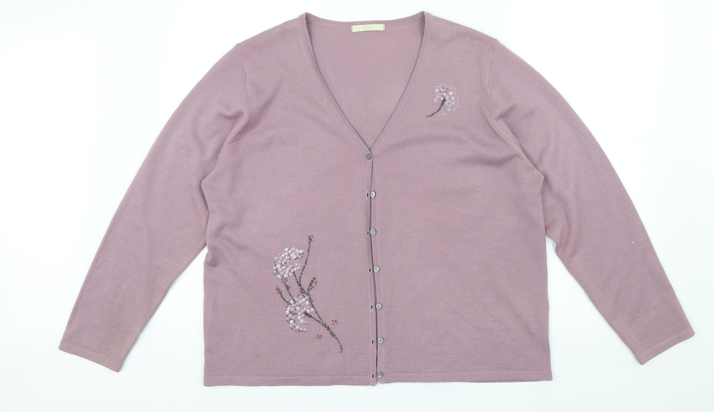 M&S Womens Purple   Cardigan Jumper Size 20