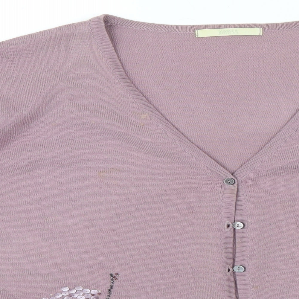 M&S Womens Purple   Cardigan Jumper Size 20