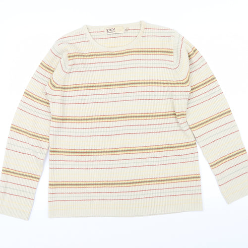 EWM Womens Beige Striped  Pullover Jumper Size M