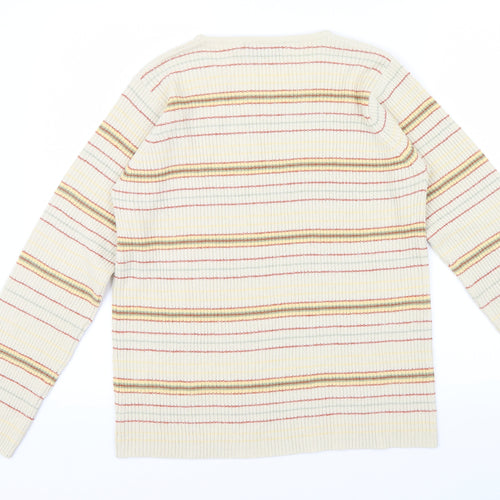 EWM Womens Beige Striped  Pullover Jumper Size M