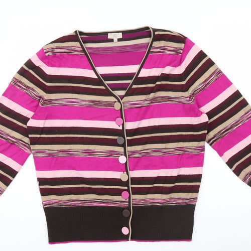 CG Womens Multicoloured Striped  Cardigan Jumper Size XL