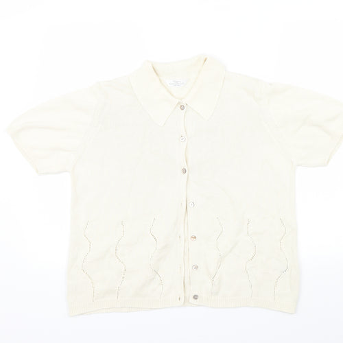 M&S Womens Beige Floral  Cardigan Jumper Size 14