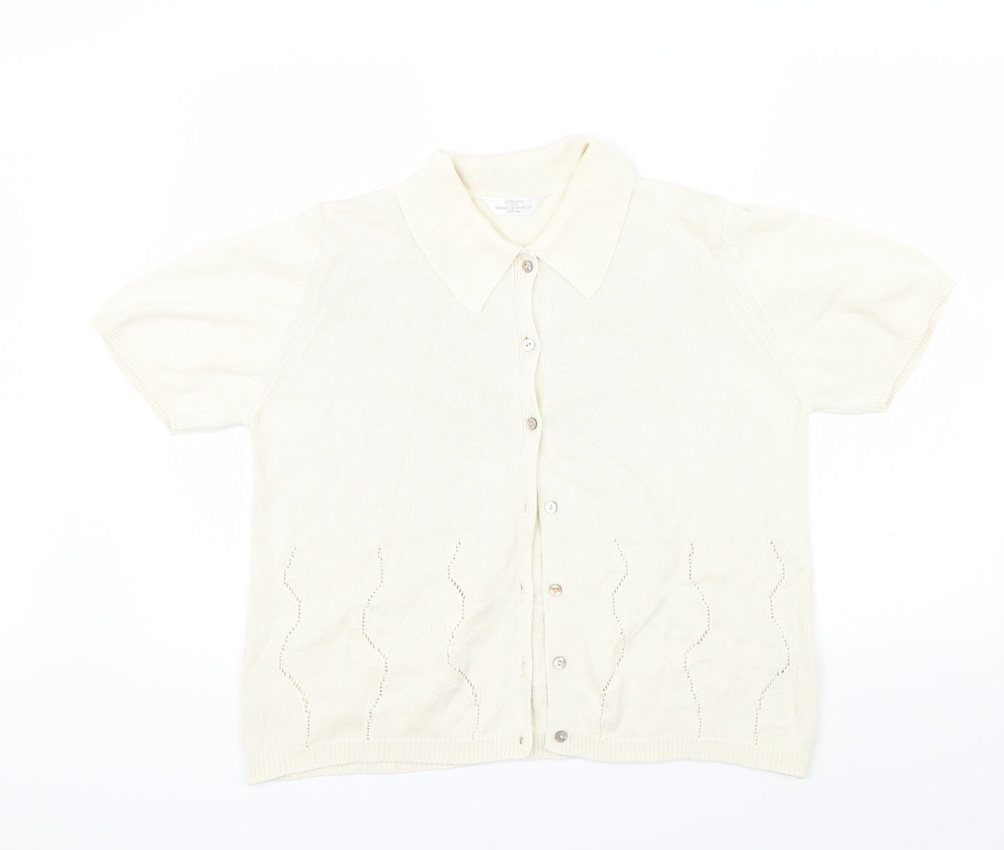M&S Womens Beige Floral  Cardigan Jumper Size 14