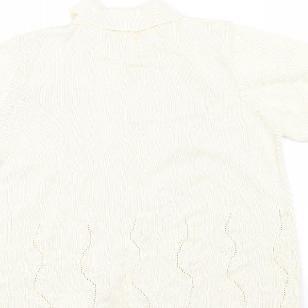 M&S Womens Beige Floral  Cardigan Jumper Size 14