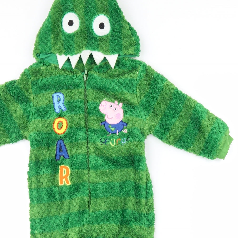 Mothercare Boys Green Chevron  Babygrow One-Piece Size 18-24 Months  - Dinosaur , pepper pig