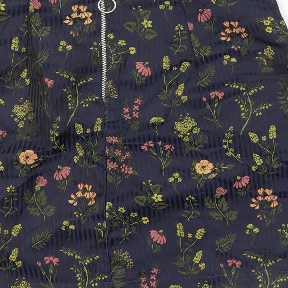 Primark Womens Blue Floral  A-Line Skirt Size 8