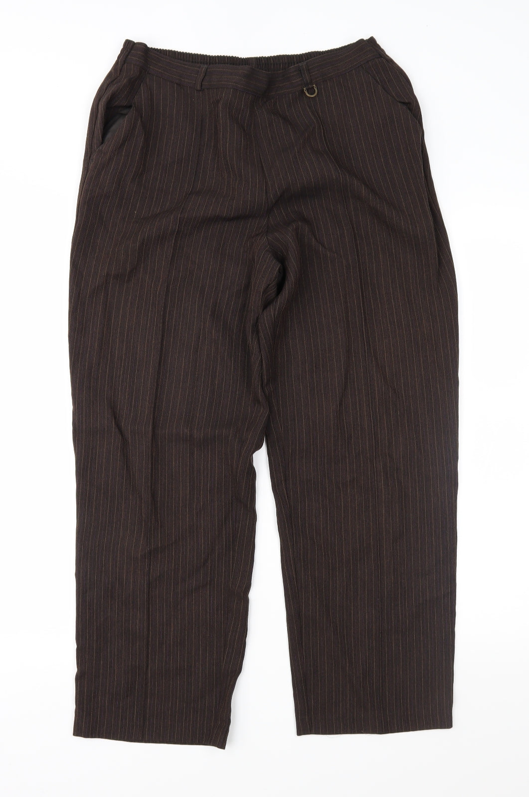 Marks and Spencer Womens Brown Striped  Trousers  Size 12 L26 in