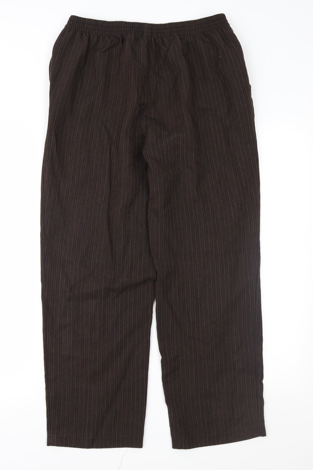 Marks and Spencer Womens Brown Striped  Trousers  Size 12 L26 in