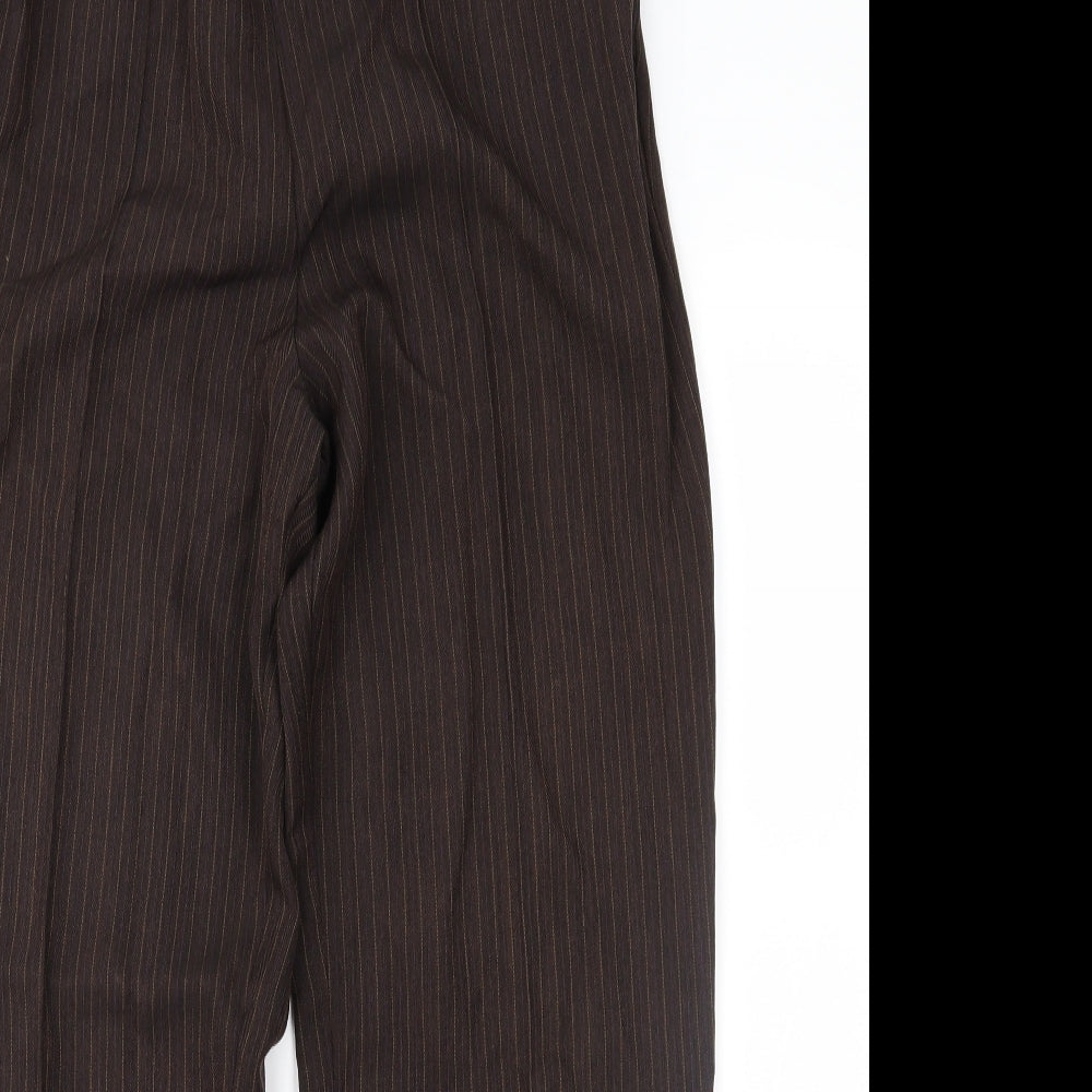 Marks and Spencer Womens Brown Striped  Trousers  Size 12 L26 in