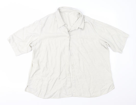 Front view of Marks & Spencer women’s grey basic button-up, size UK 22