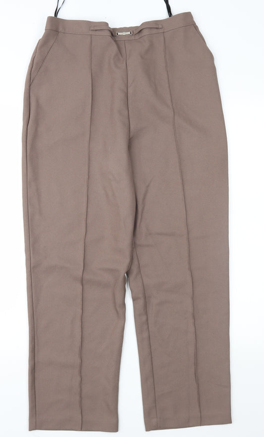 Front view of Papay women’s brown trousers, size UK 12, 27-inch leg