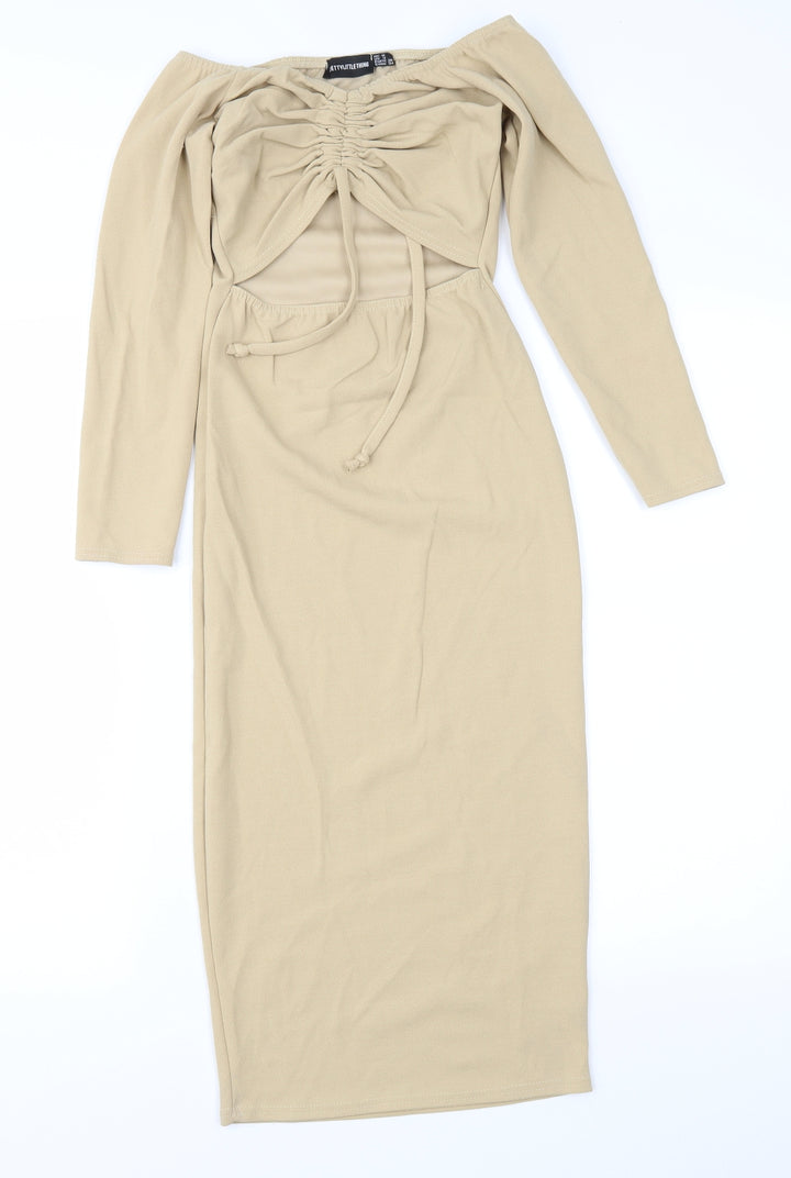 Pretty Lady Womens Brown Sheath Size 8