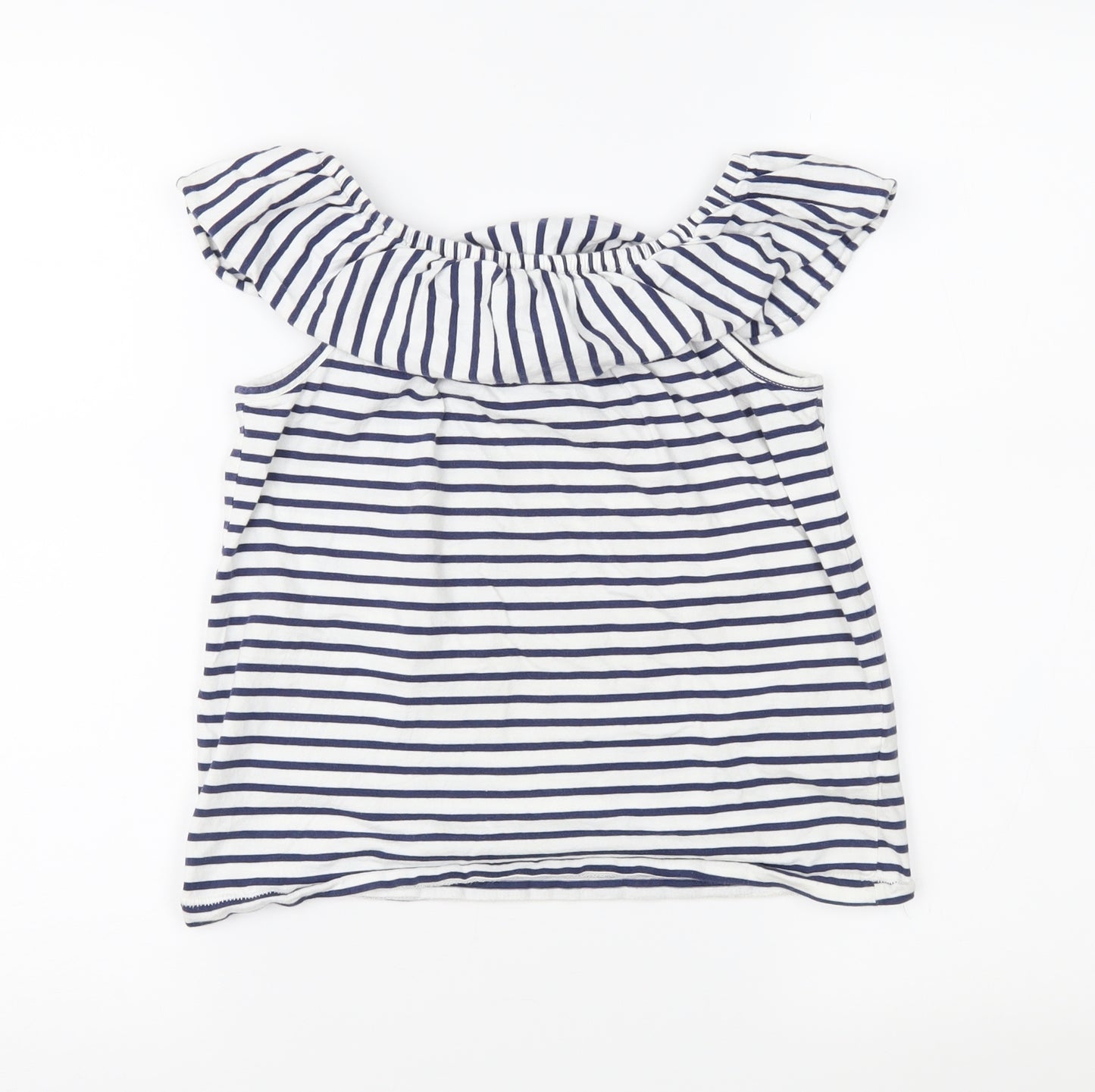 NEXT Girls White Striped Jersey Basic Blouse Size 9 Years