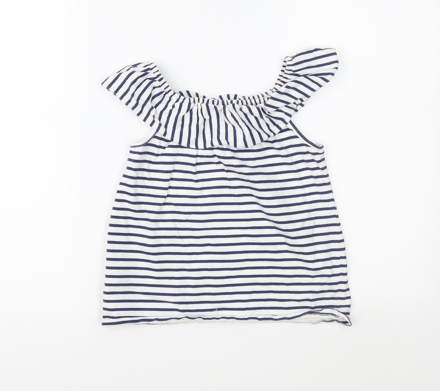 NEXT Girls White Striped Jersey Basic Blouse Size 9 Years
