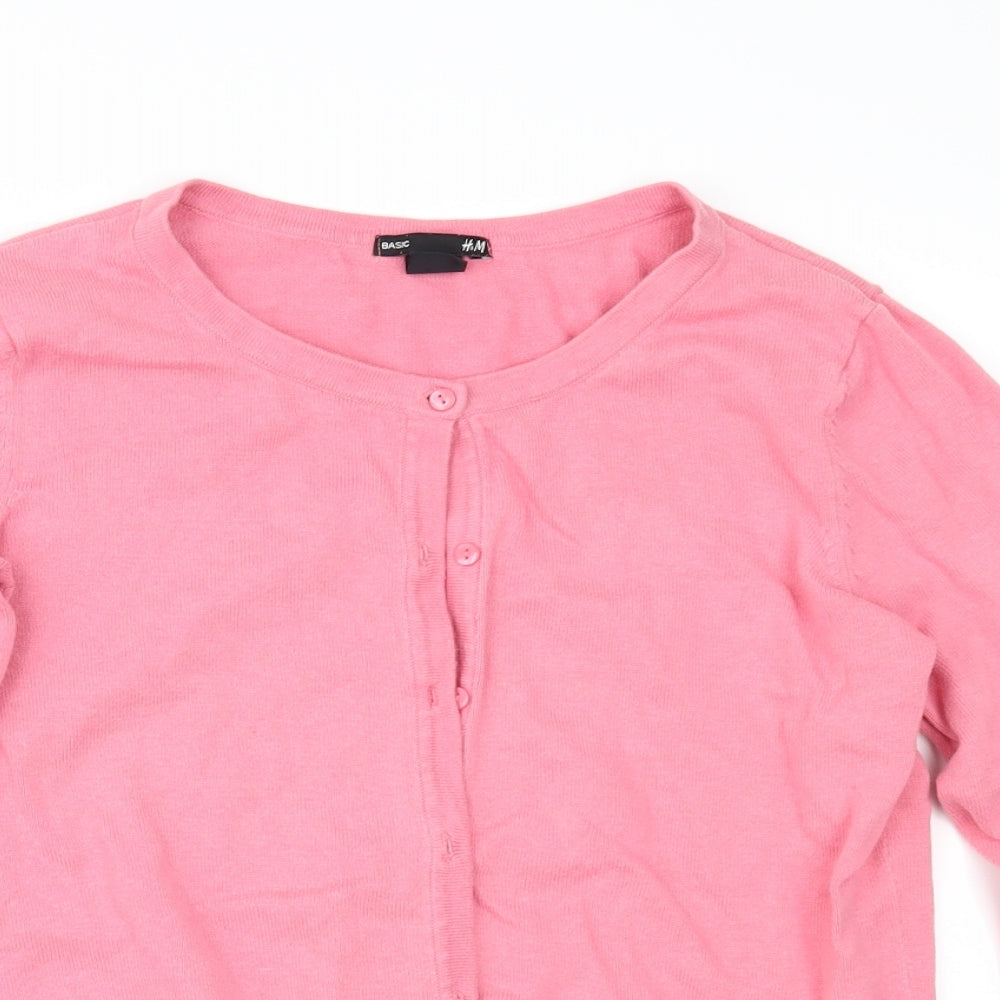 H&M Womens Pink  Knit Cardigan Jumper Size M