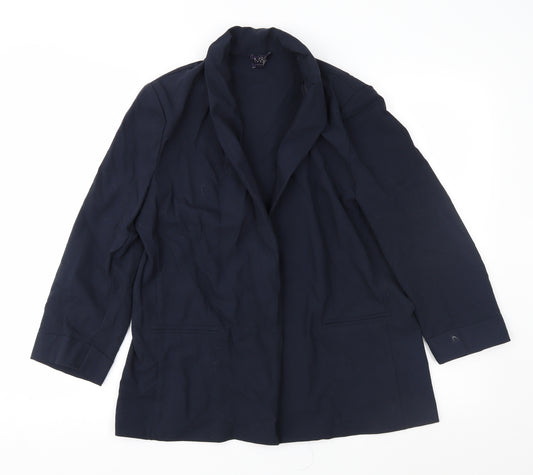 Front view of Marks and Spencer women’s blue jacket, size UK 12