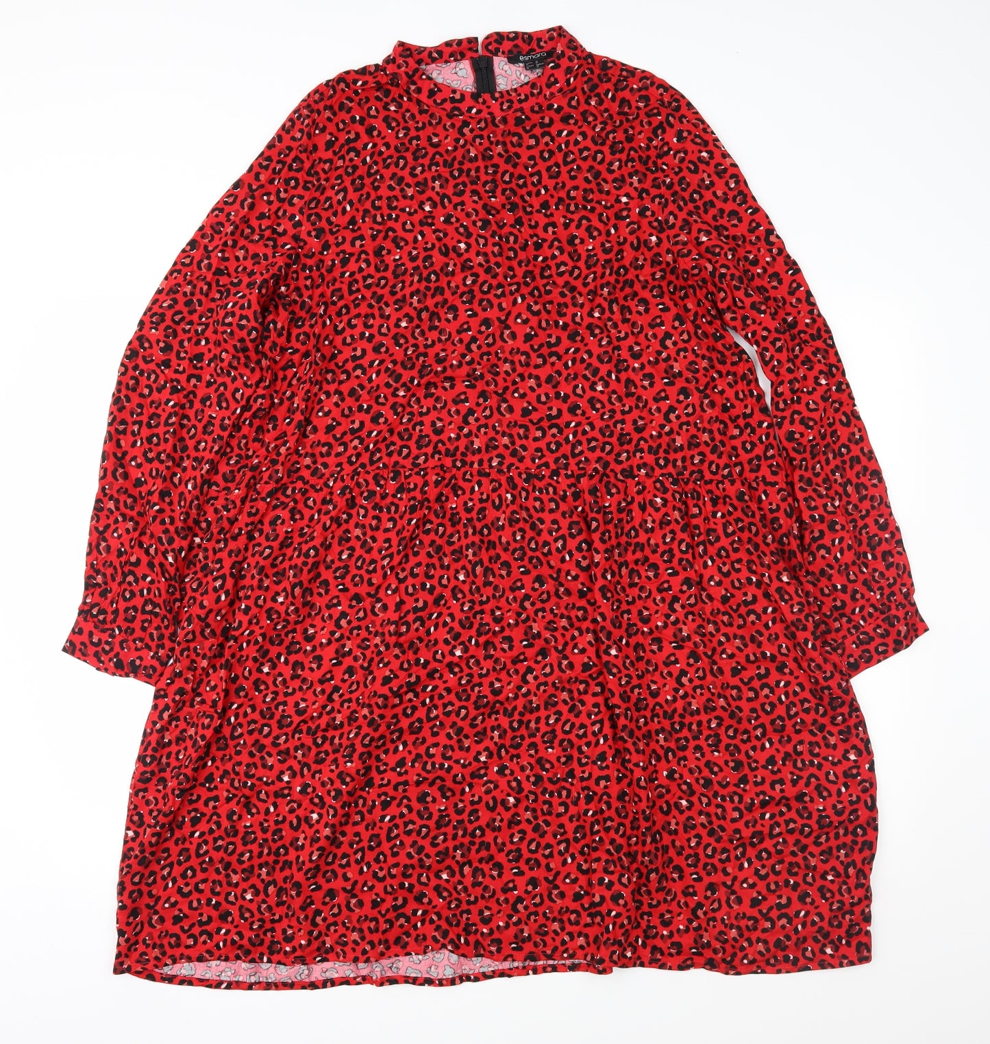 ESMARA Womens Red Animal Print  Fit & Flare  Size 12