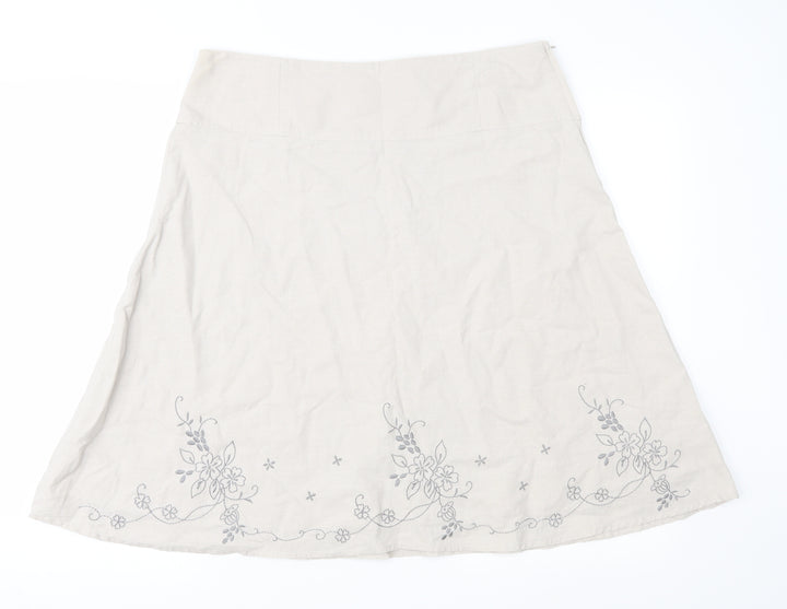 Atmosphere Womens Beige Floral A-Line Skirt Size 16