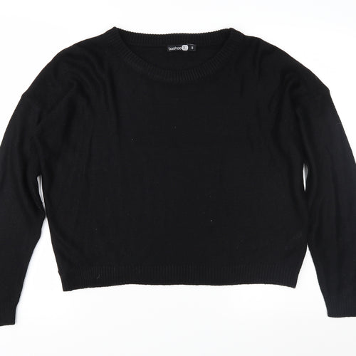 Boohoo Womens Black  Knit Pullover Jumper Size S