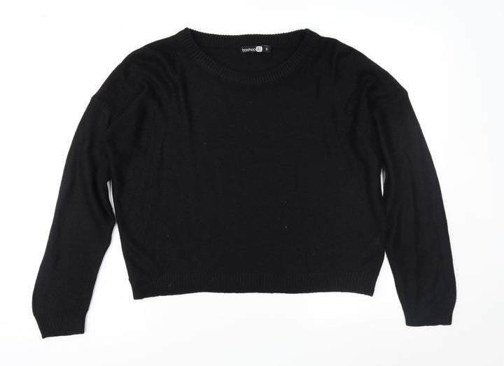Boohoo Womens Black Knit Pullover Jumper Size S