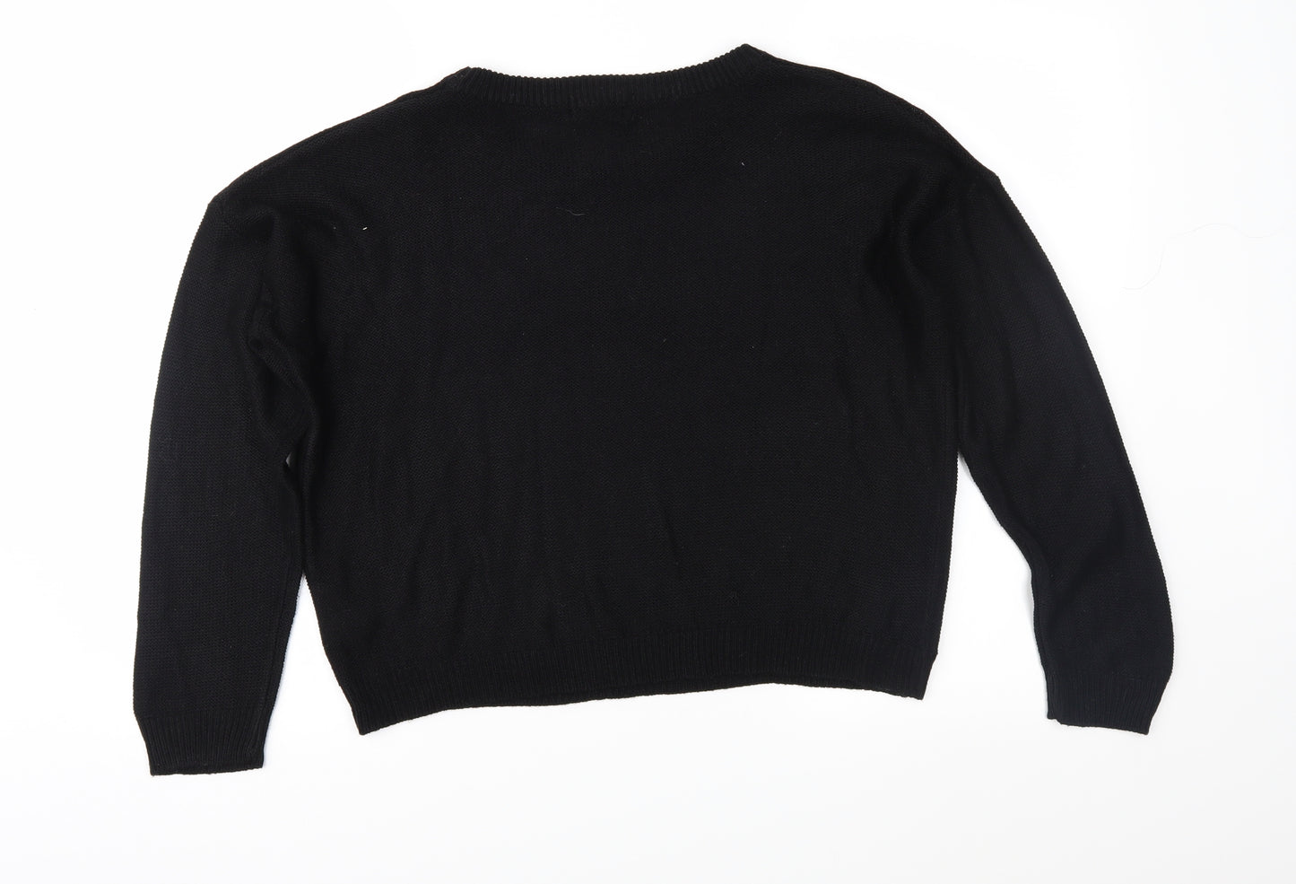 Boohoo Womens Black  Knit Pullover Jumper Size S