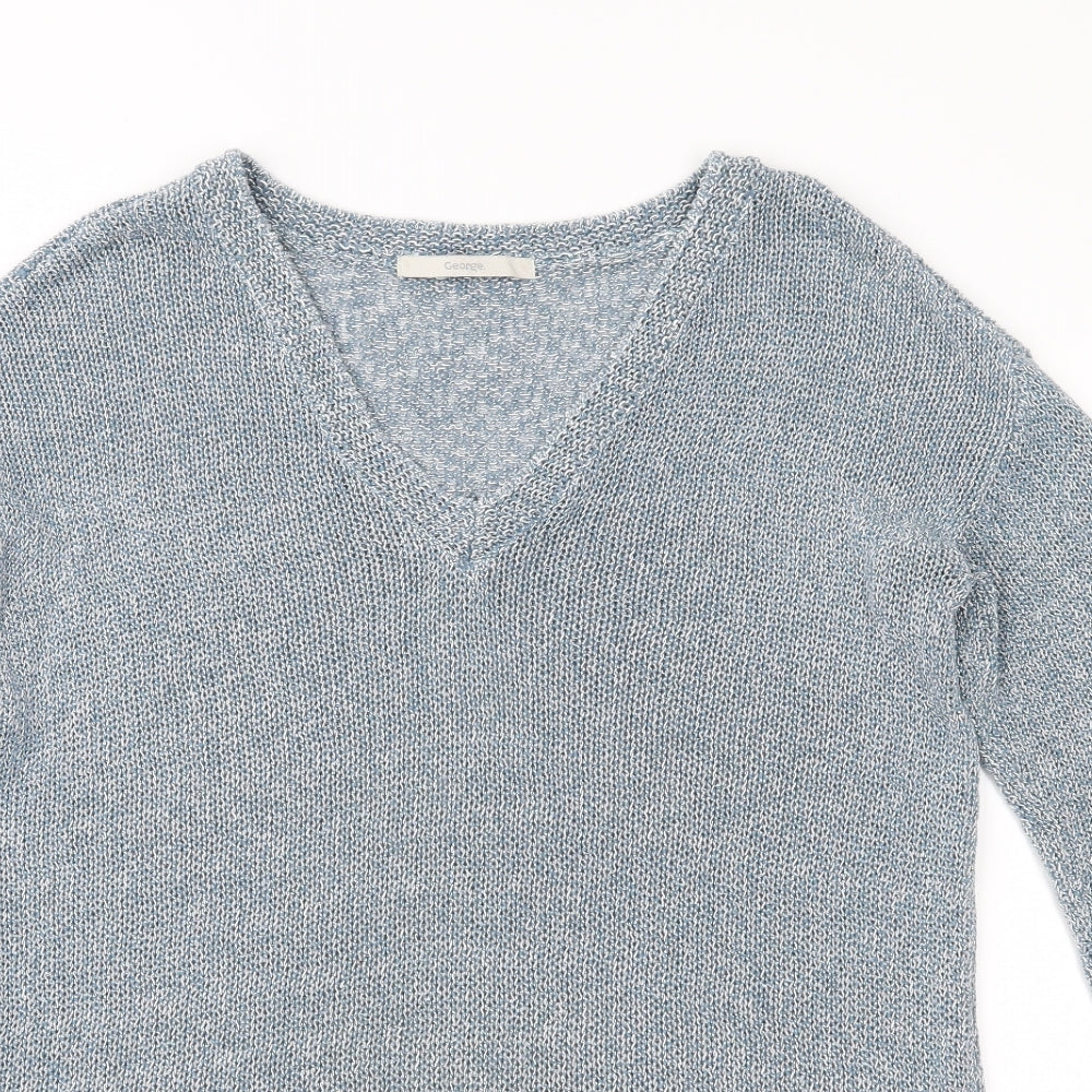 George Womens Blue  Knit Pullover Jumper Size 8