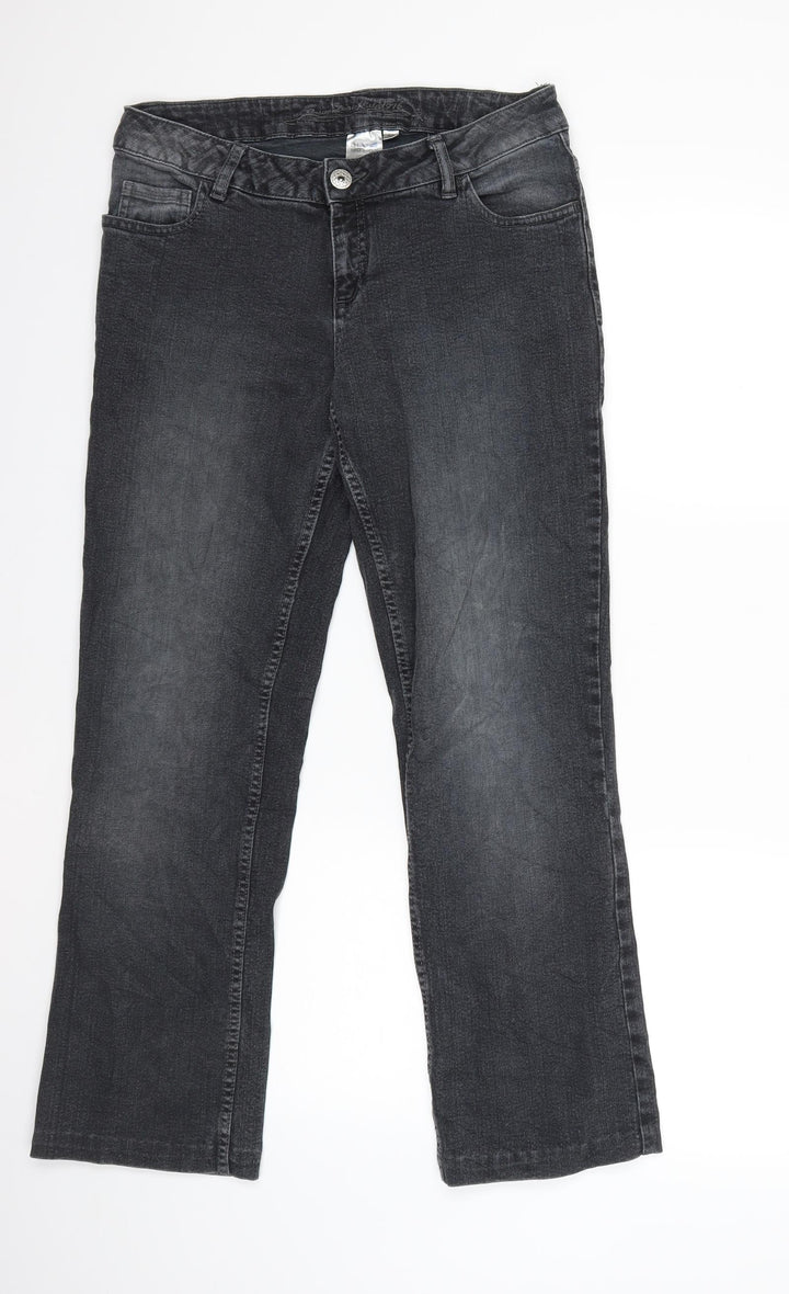 Blue Motion Womens Black Denim Straight Jeans Size 12 L27 in
