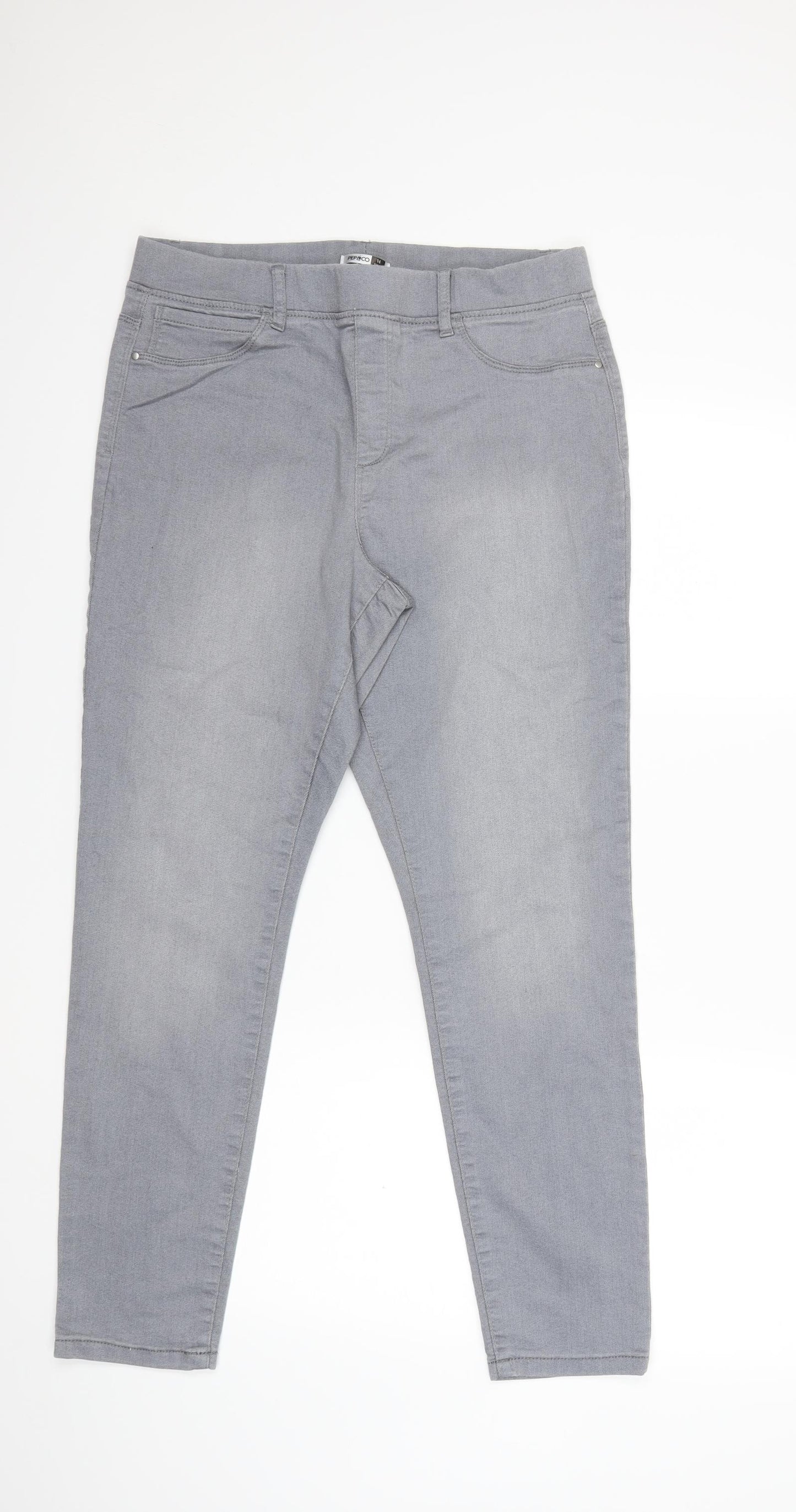 PEP&CO Womens Grey  Denim Jegging Jeans Size 14 L29 in