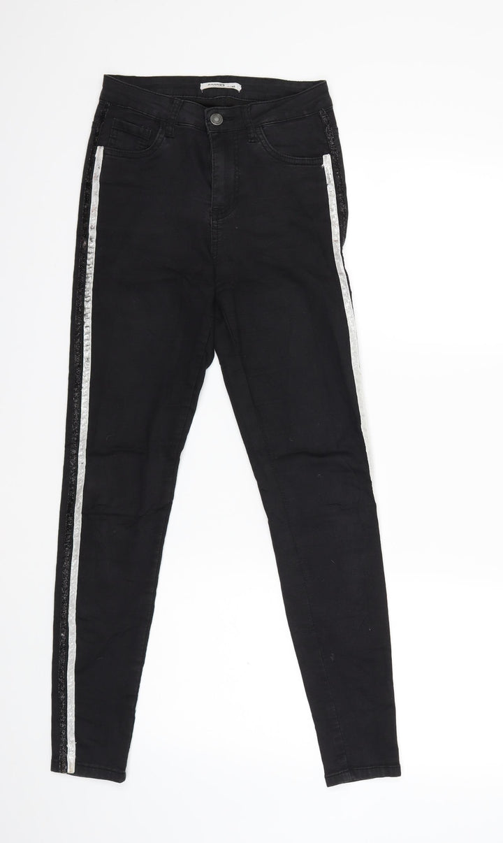 Goodies Womens Black Striped Denim Skinny Jeans Size 8 L27 in