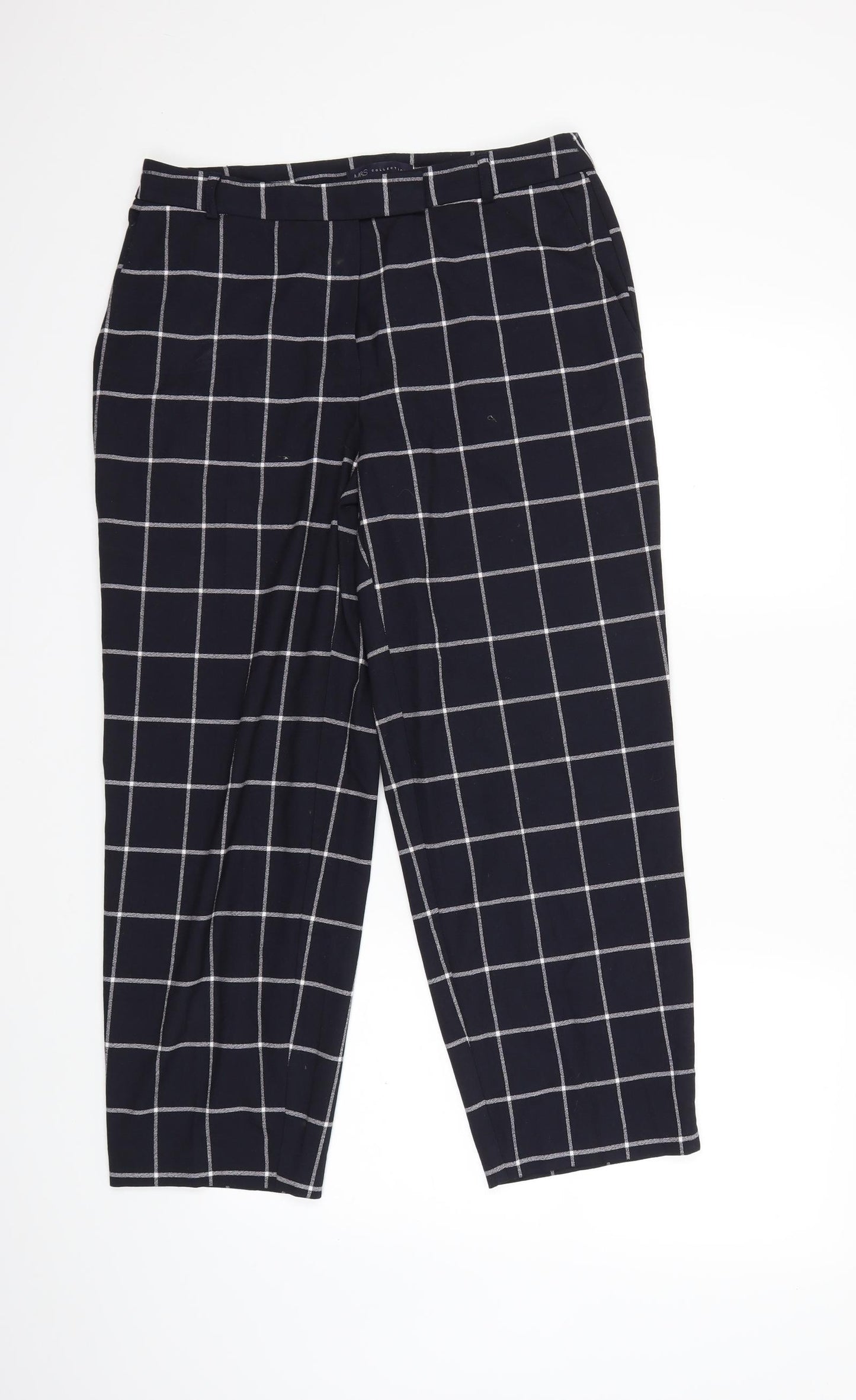 Marks and Spencer Womens Blue Check  Trousers  Size 12 L26 in