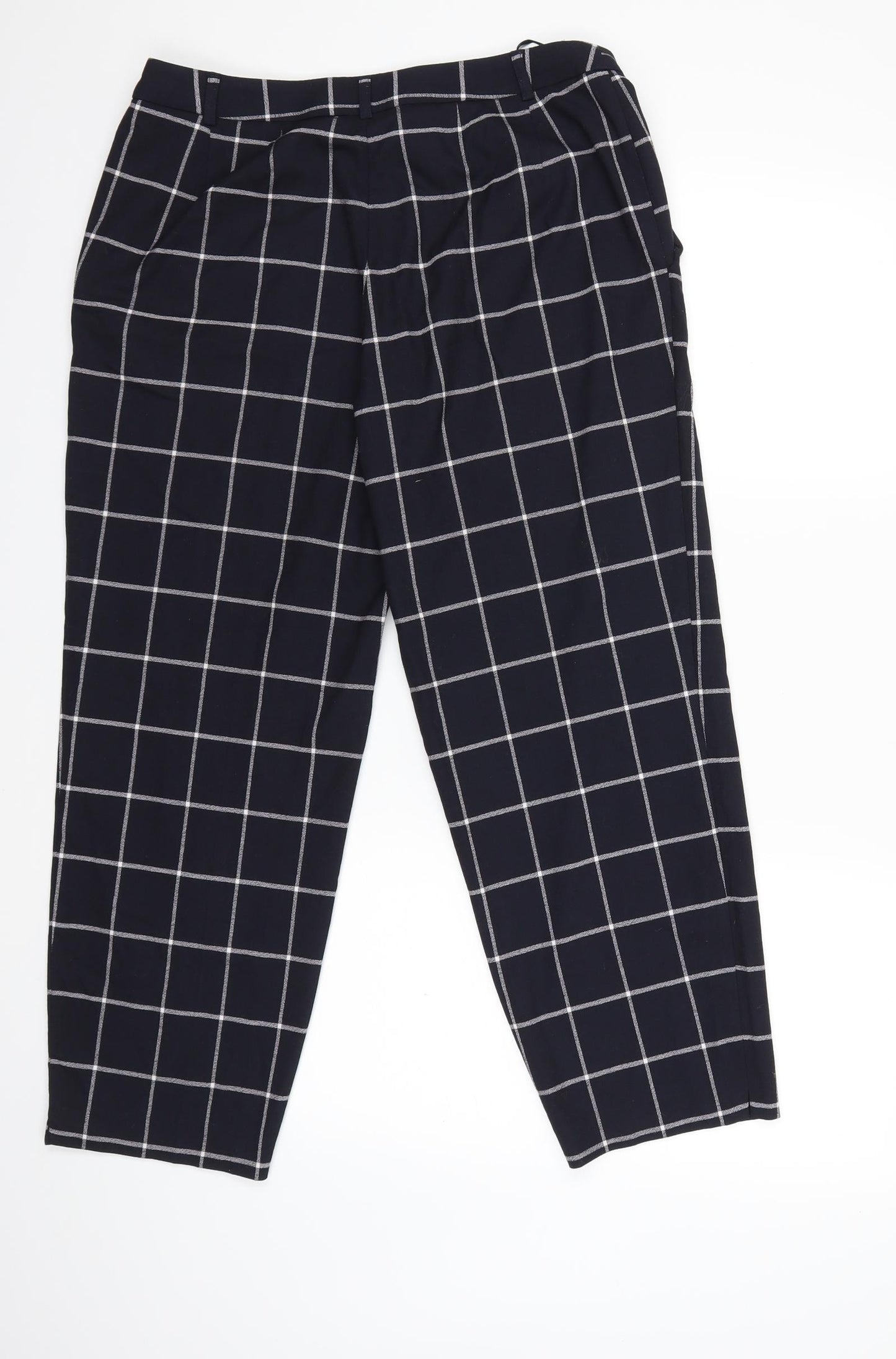 Marks and Spencer Womens Blue Check  Trousers  Size 12 L26 in