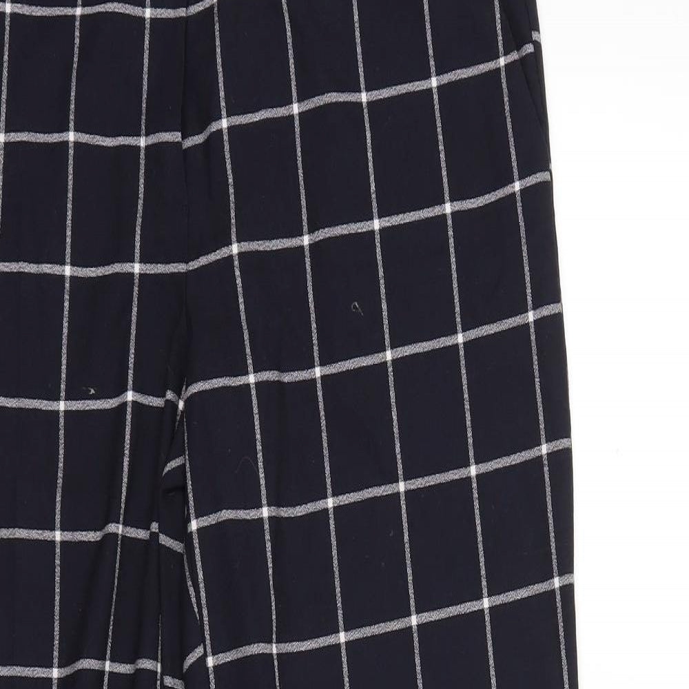 Marks and Spencer Womens Blue Check  Trousers  Size 12 L26 in