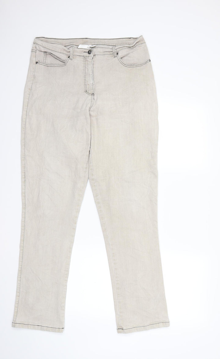Preworn Womens Beige Denim Straight Jeans Size 34 in L32 in