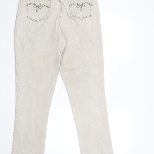 Preworn Womens Beige  Denim Straight Jeans Size 34 in L32 in