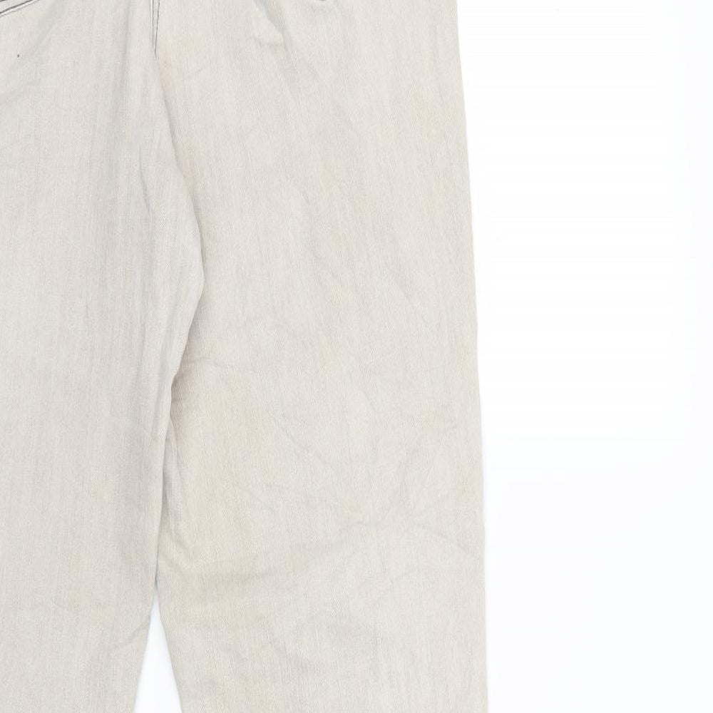 Preworn Womens Beige  Denim Straight Jeans Size 34 in L32 in
