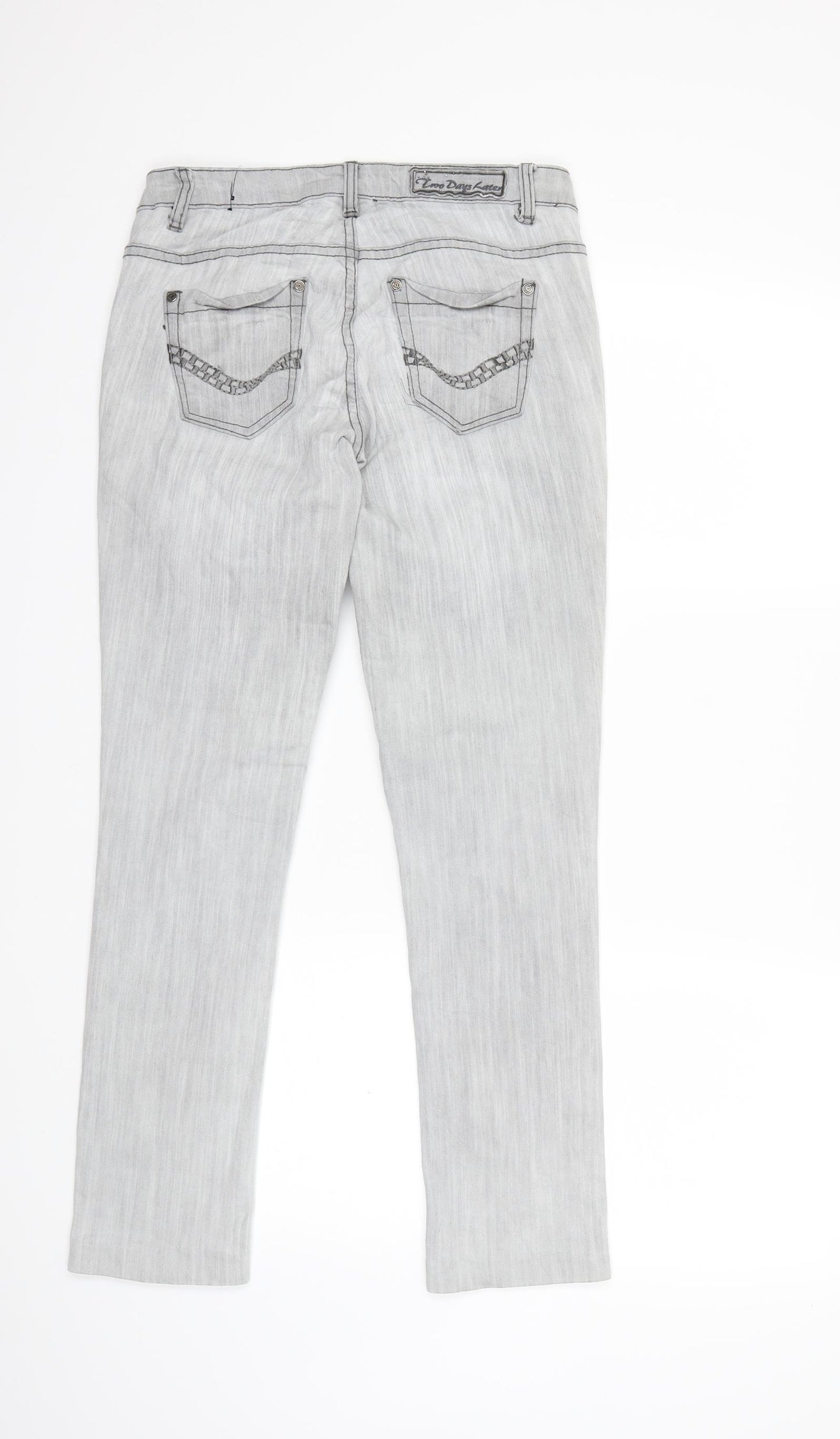 Flame Womens Grey  Denim Straight Jeans Size 8 L28 in
