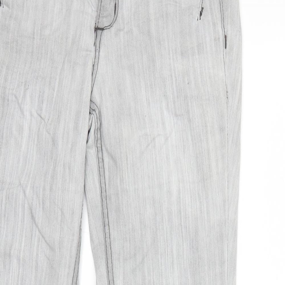 Flame Womens Grey  Denim Straight Jeans Size 8 L28 in