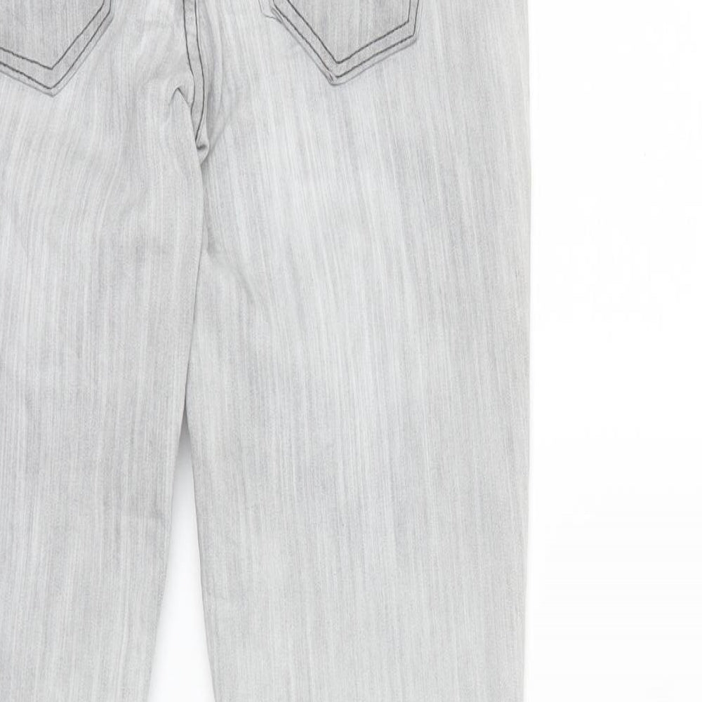 Flame Womens Grey  Denim Straight Jeans Size 8 L28 in
