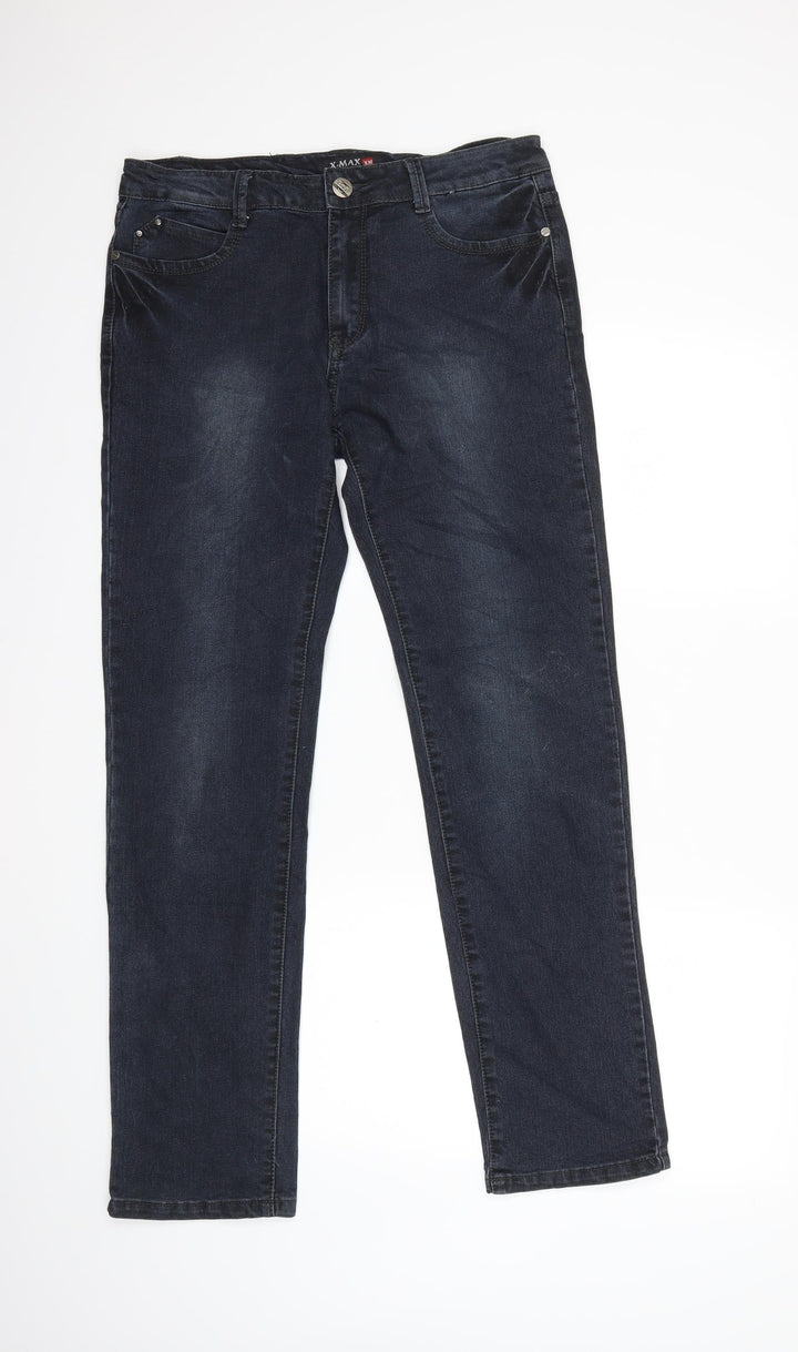 X-MAX Womens Blue  Denim Straight Jeans Size 32 in L31 in