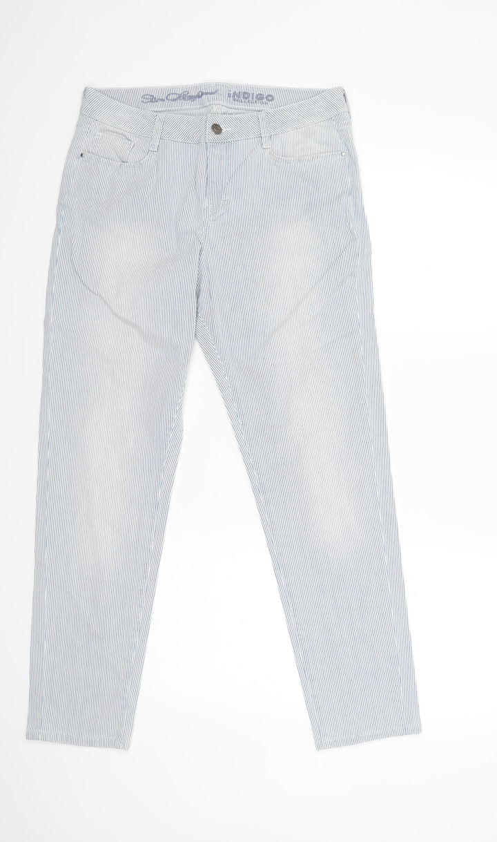 Per Una Womens Blue Striped Snow Pants Trousers Size 12 L28 in