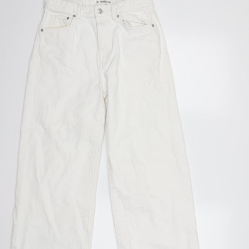 Pull&Bear Womens White  Denim Wide-Leg Jeans Size 10 L26 in