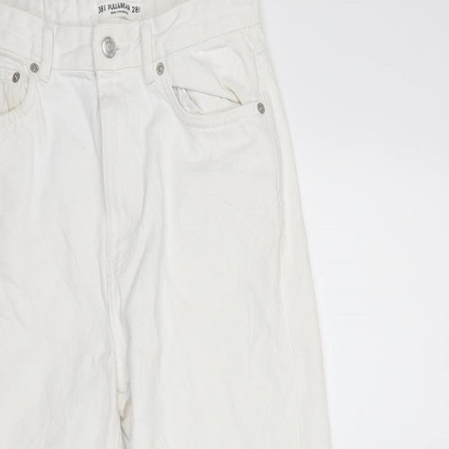 Pull&Bear Womens White  Denim Wide-Leg Jeans Size 10 L26 in