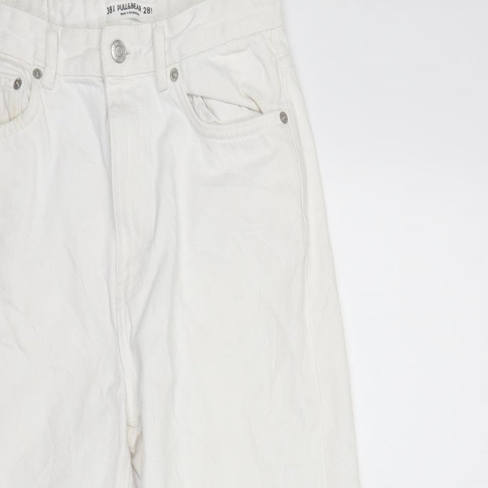 Pull&Bear Womens White  Denim Wide-Leg Jeans Size 10 L26 in