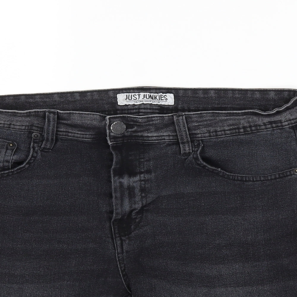 JUST JUNKIES Mens Black  Denim Capri Jeans Size 32 in