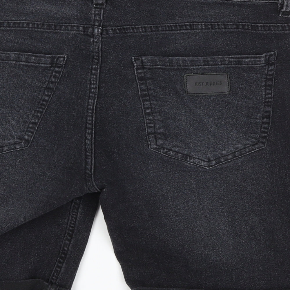 JUST JUNKIES Mens Black  Denim Capri Jeans Size 32 in