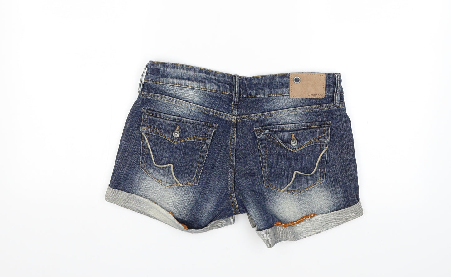 Dragster Womens Blue  Denim Hot Pants Shorts Size 29 in