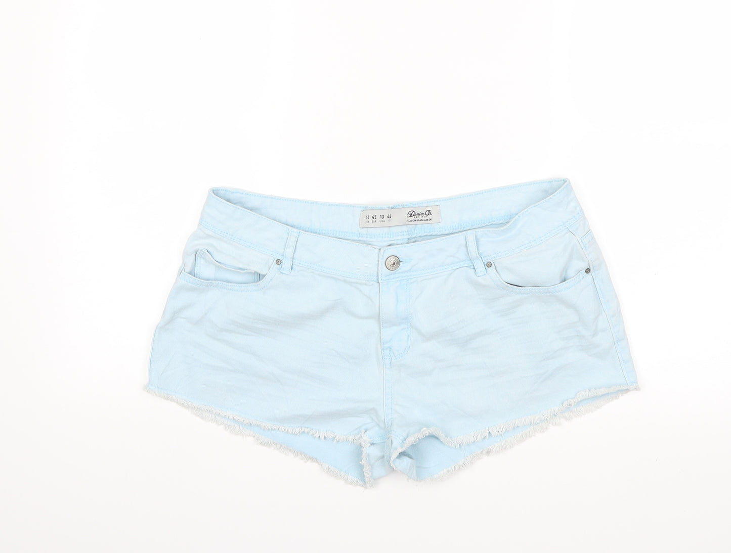 Denim & Co. Womens Blue  Denim Hot Pants Shorts Size 14