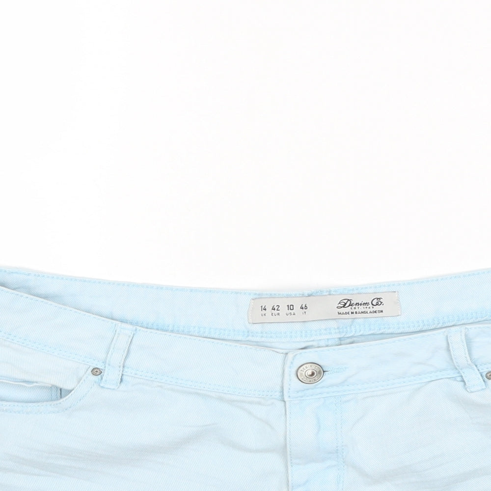 Denim & Co. Womens Blue  Denim Hot Pants Shorts Size 14