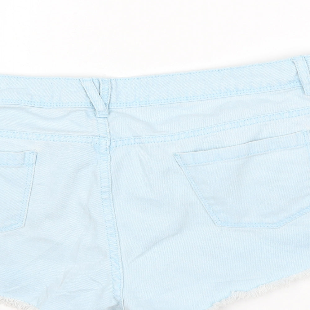 Denim & Co. Womens Blue  Denim Hot Pants Shorts Size 14